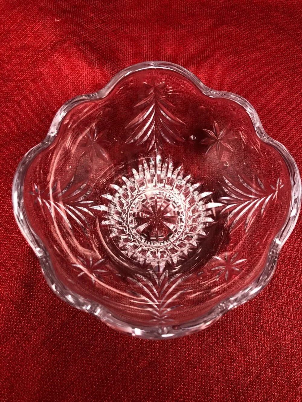 Vintage Mikasa Christmas Tree Night Footed Glass Bowl – 1990s Clear Glass Servin